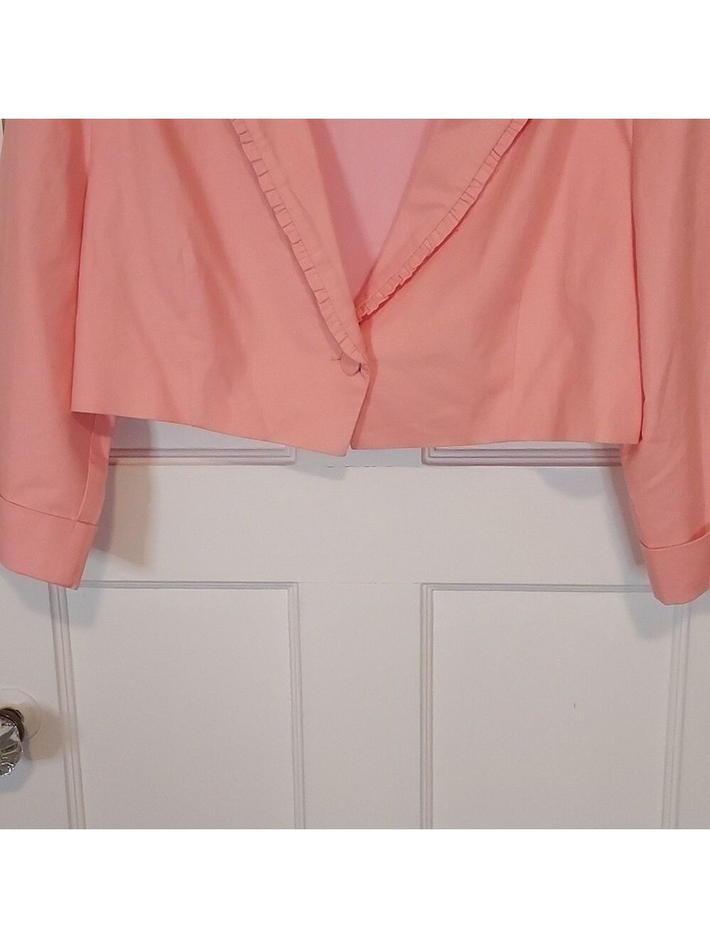 For Love and Lemons Peach Linen Blend Cropped Blazer Size XL - Picture 3 of 14
